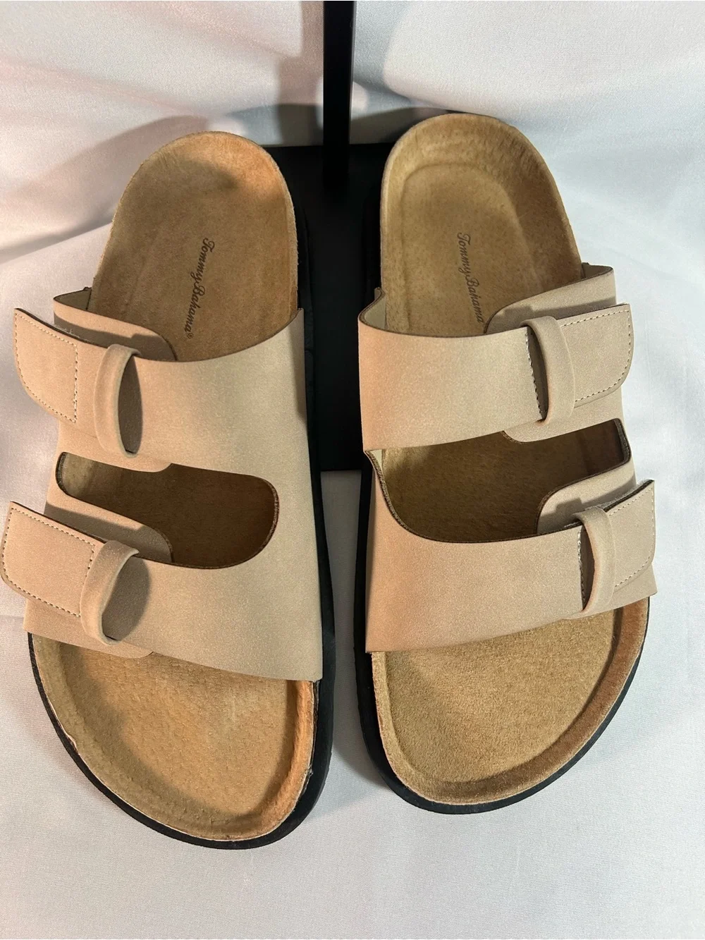 Tommy Bahama Men's Beige Double-Strap Slide Sandals